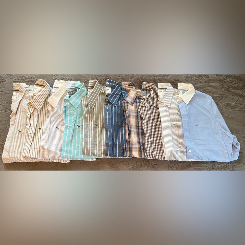 Lot of 10 Abercrombie & Fitch button down long sleeved shirts